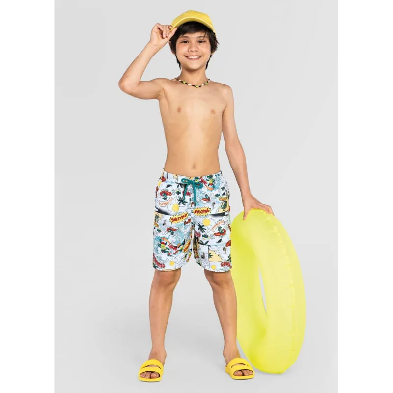 Bermuda infantil menino de praia Brandili Branco 12