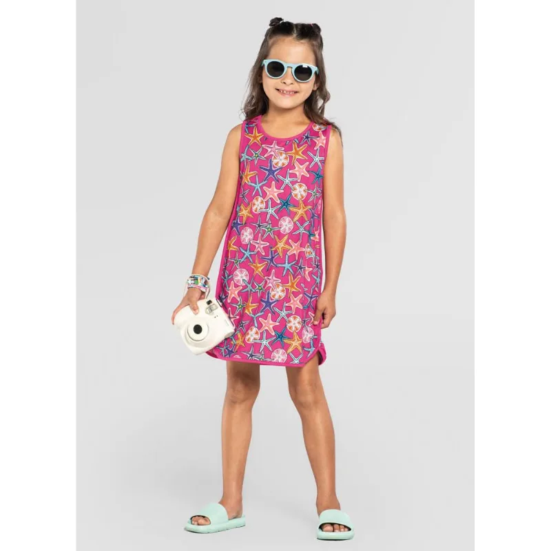 Saída de praia infantil menina estrelas do mar Brandili Rosa 4