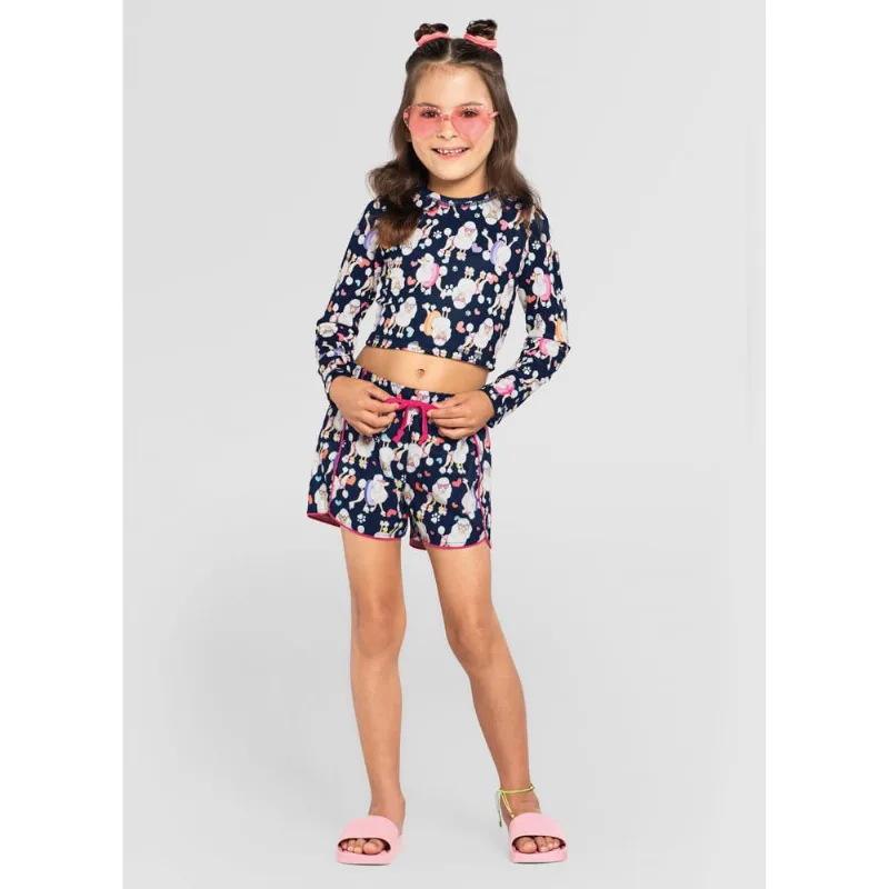 Shorts infantil menina de cachorrinhos Brandili Azul 12