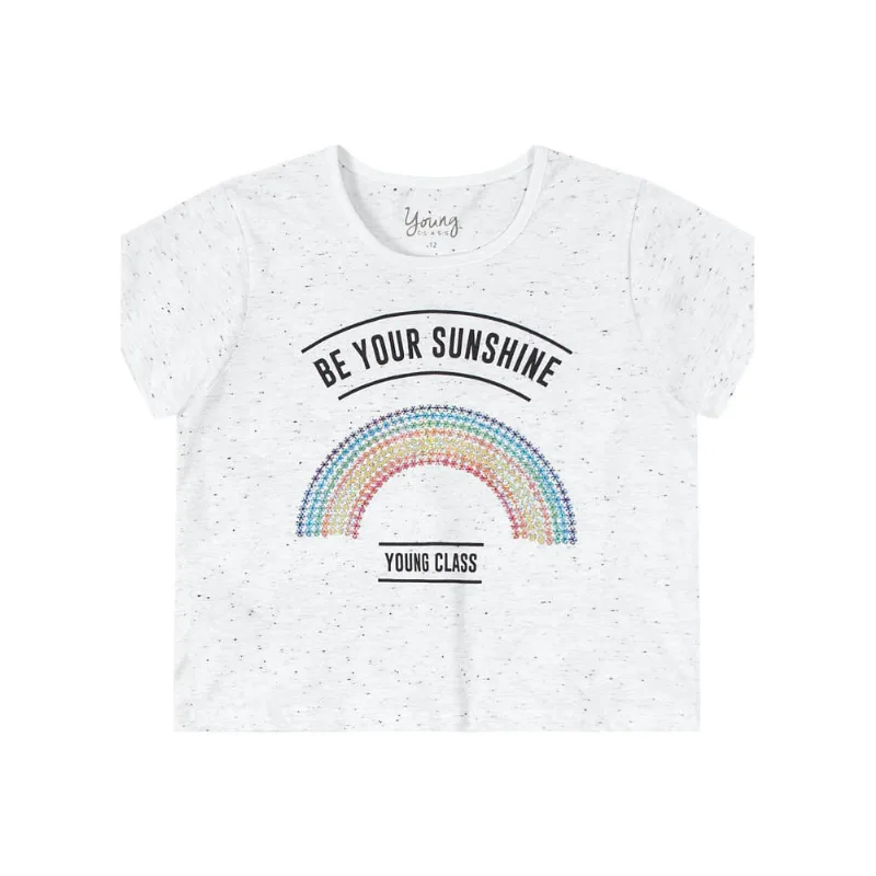 Blusa cropped teen menina arco-iris Young Class Branco 18