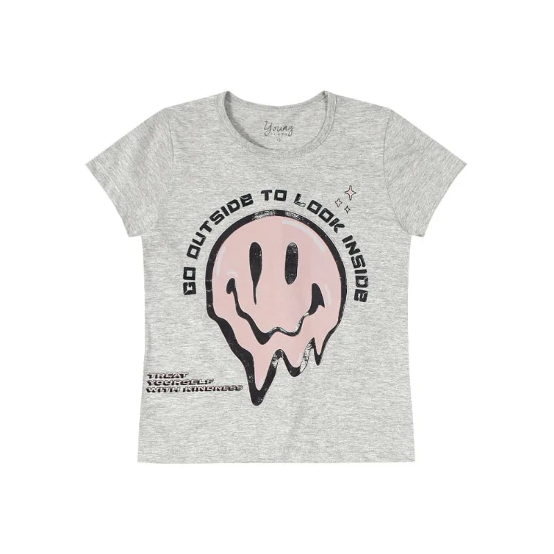 Blusa teen menina smile Young Class Cinza 14