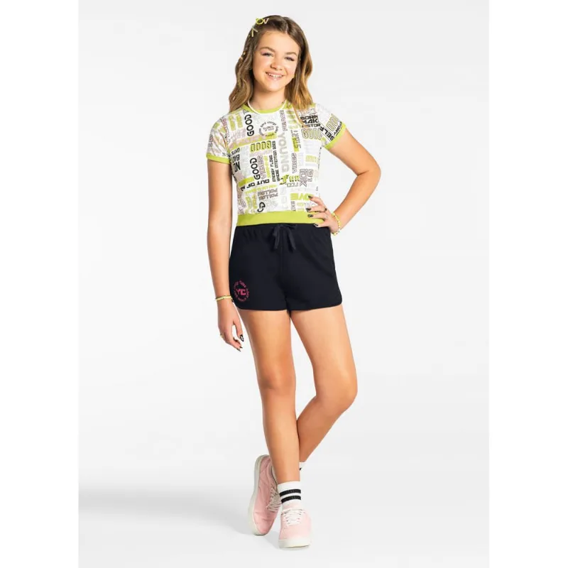 Shorts teen menina em moletinho Young Class Preto 10