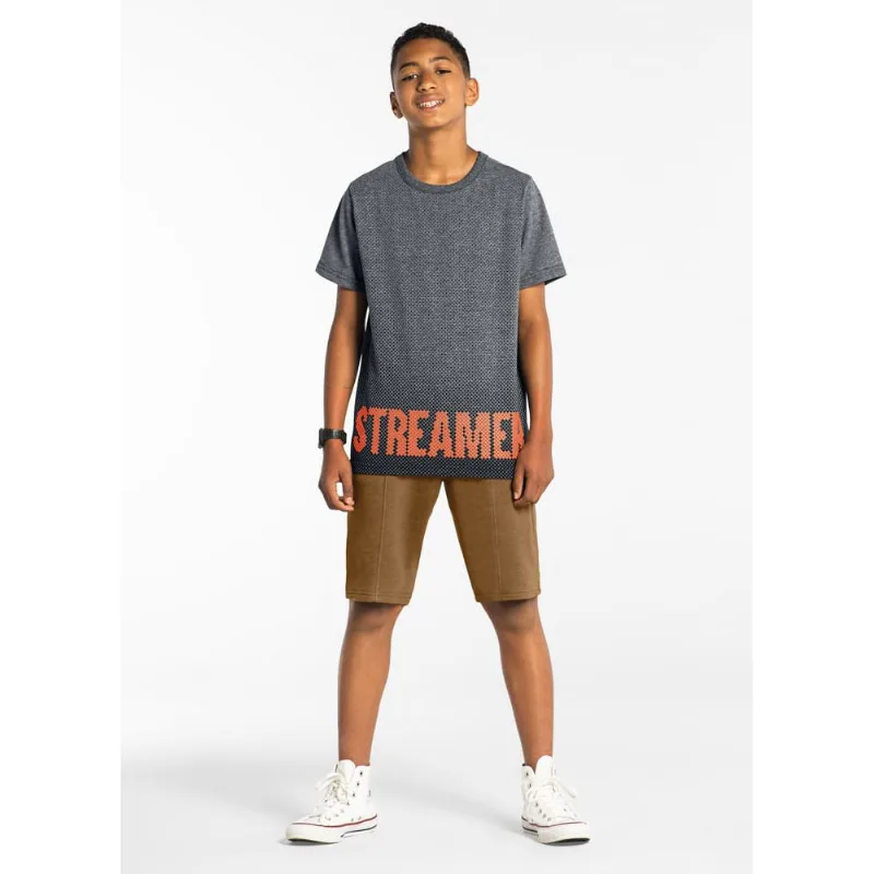 Bermuda teen menino em moletinho Extreme Marrom 10