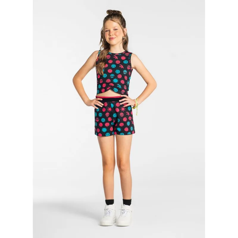 Conjunto teen menina emojis Young Class Preto 10