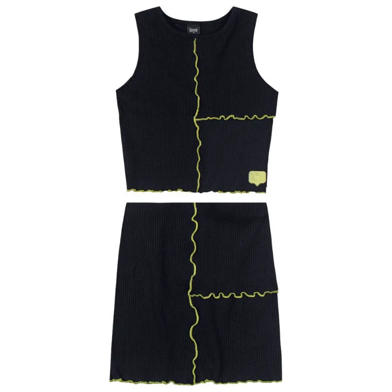Conjunto teen menina canelado Young Class Preto 10
