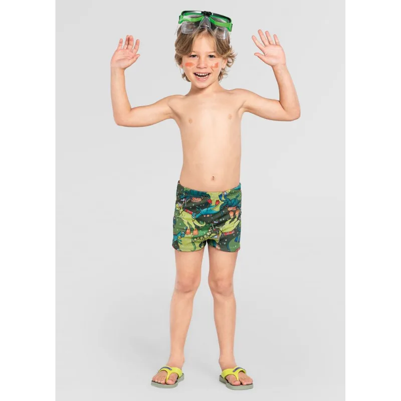 Sunga infantil menino de dinossauros em malha UV Brandili Verde 8