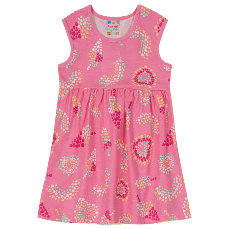 Vestido infantil menina corações Brandili Rosa 3