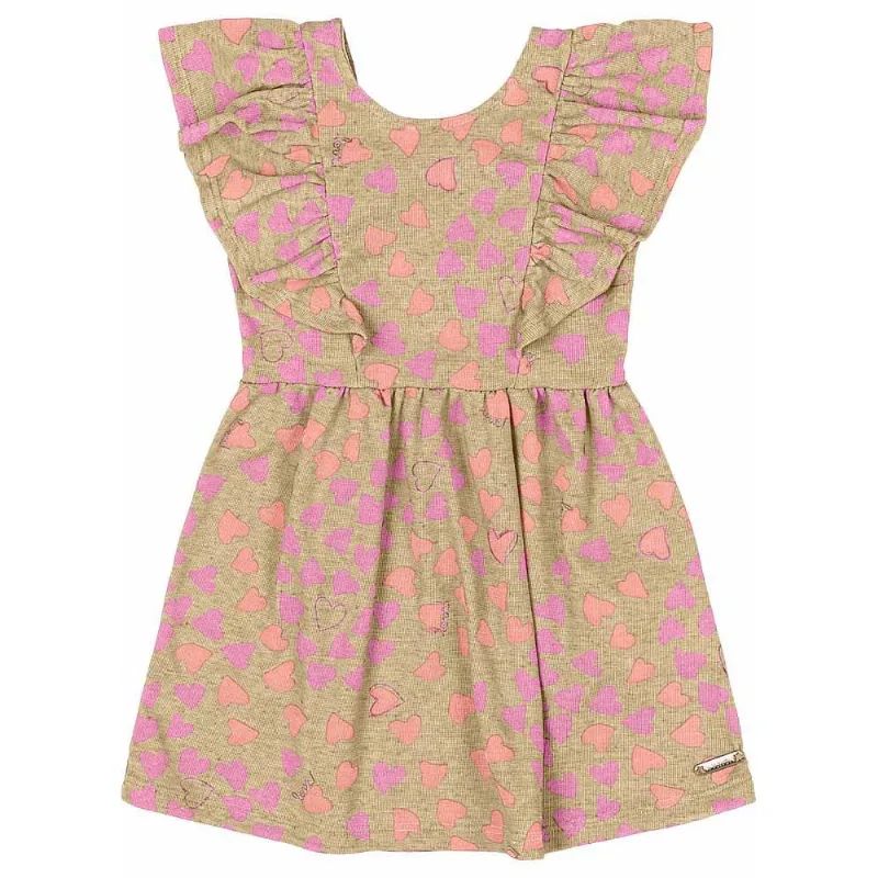 Vestido infantil menina corações Mundi Marrom 1