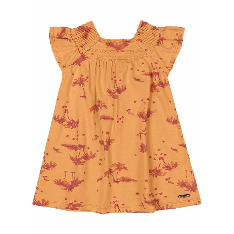 Vestido infantil menina coqueiros Mundi Laranja 2