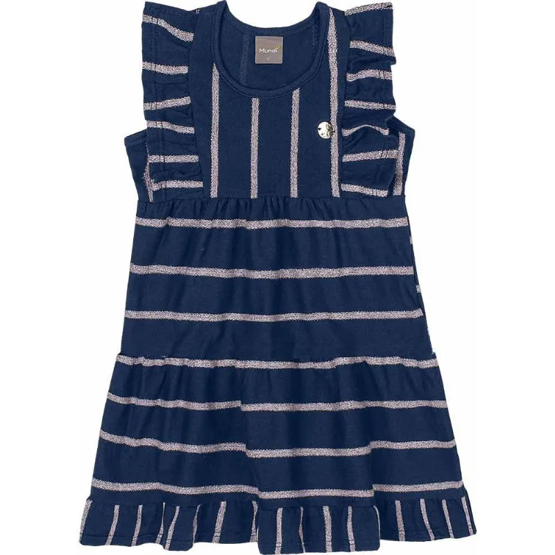 Vestido infantil menina com listras Mundi Azul 2