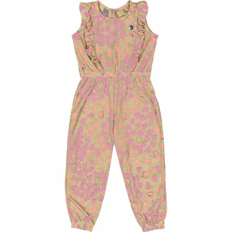 Macacão infantil menina corações Mundi Marrom 2