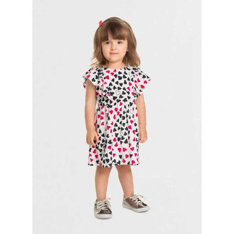 Vestido infantil menina corações Mundi Natural 1