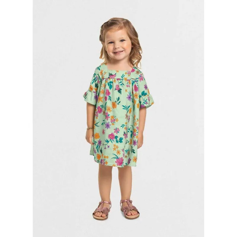 Vestido infantil menina flores Mundi Verde 3