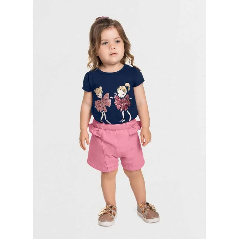 Conjunto infantil menina laços Mundi Azul 1