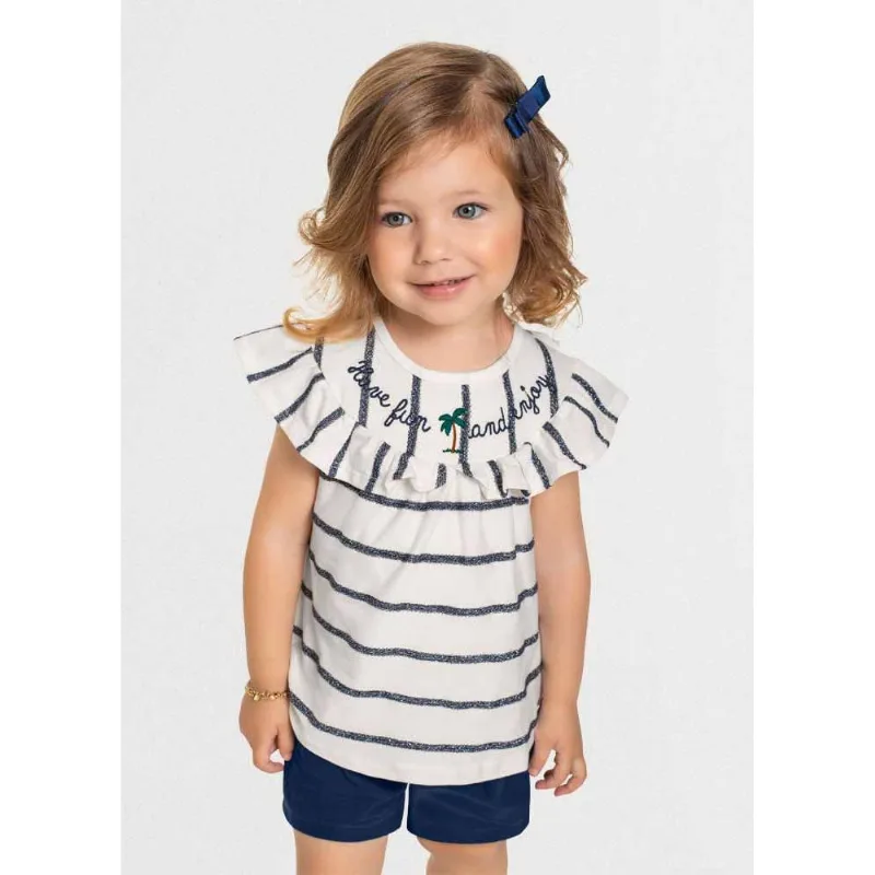 Conjunto infantil menina com listras Mundi Natural 2