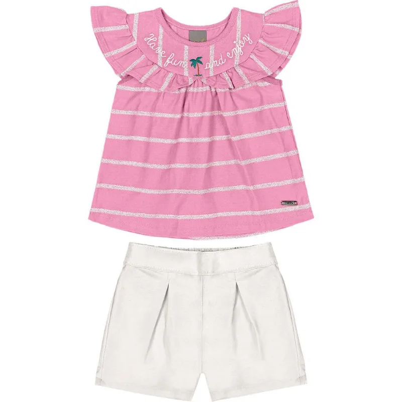 Conjunto infantil menina com listras Mundi Lilás 3
