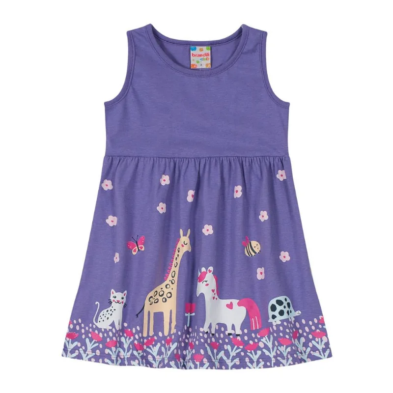 Vestido infantil menina animais Brandili Lilás 3