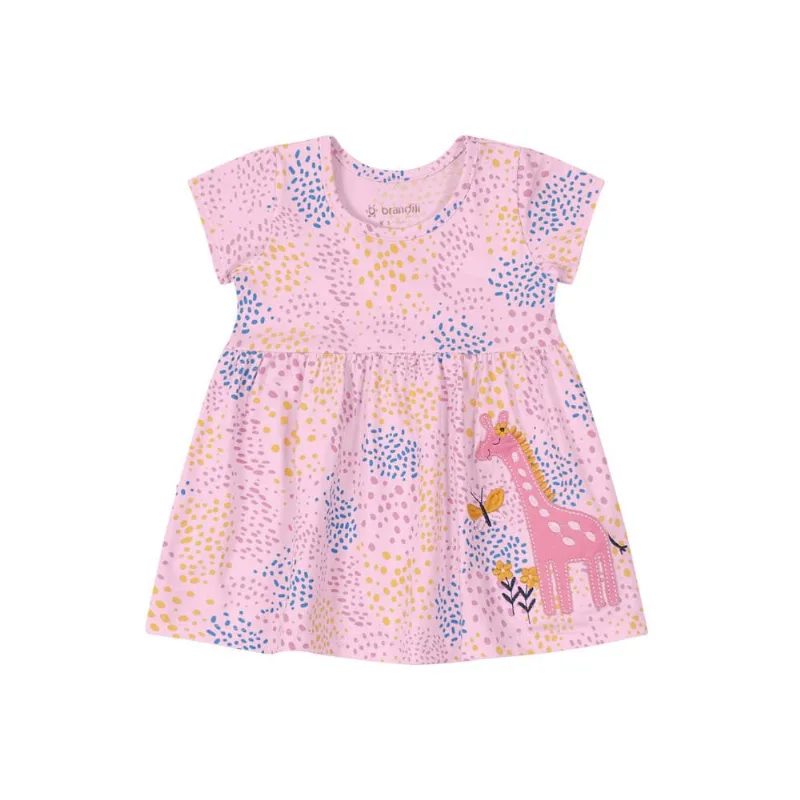 Vestido Bebê menina Girafa Brandili Baby Rosa M