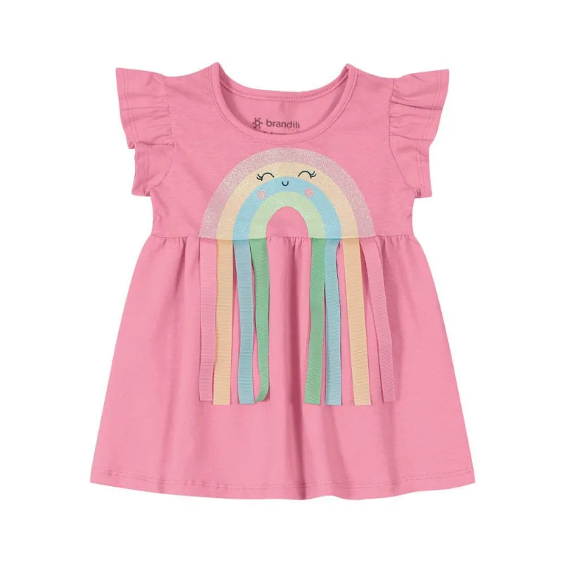 Vestido interativo bebê menina arco-íris Brandili baby Rosa G