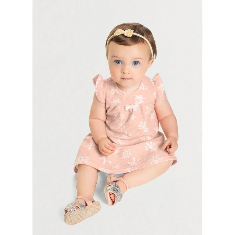 Vestido bebê menina estrelas Mundi Baby Rosa M