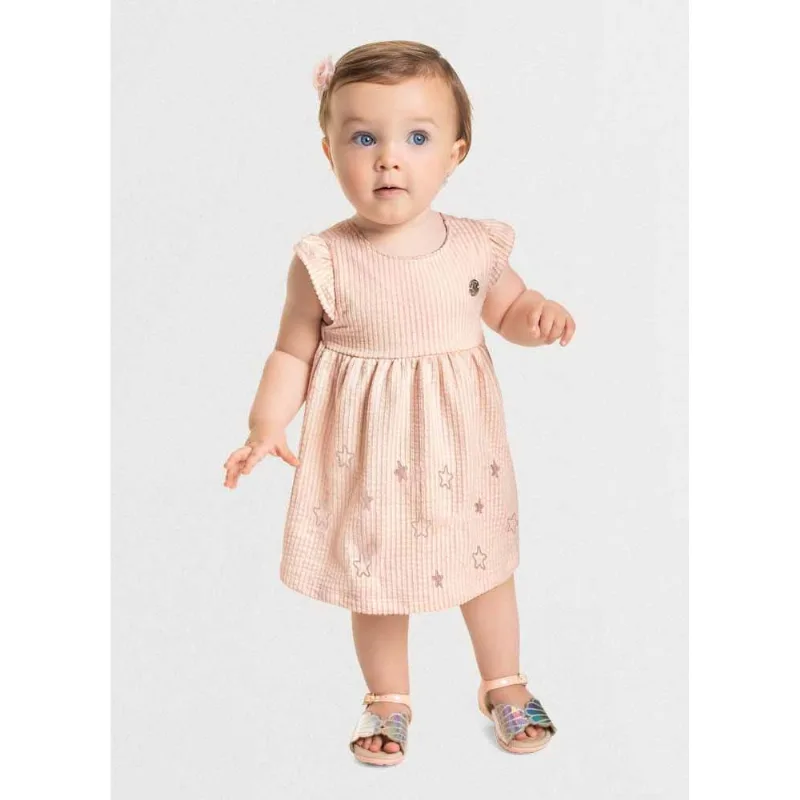 Vestido bebê menina estrelas Mundi Baby Rosa G