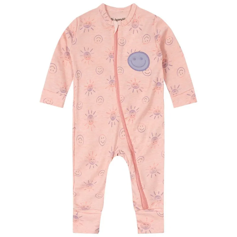 Macacão bebê unissex sol Brandili Baby Rosa GG