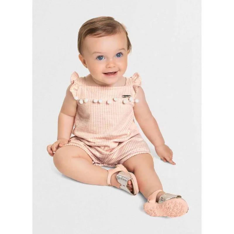 Macaquinho bebê menina com listras Mundi baby Rosa G