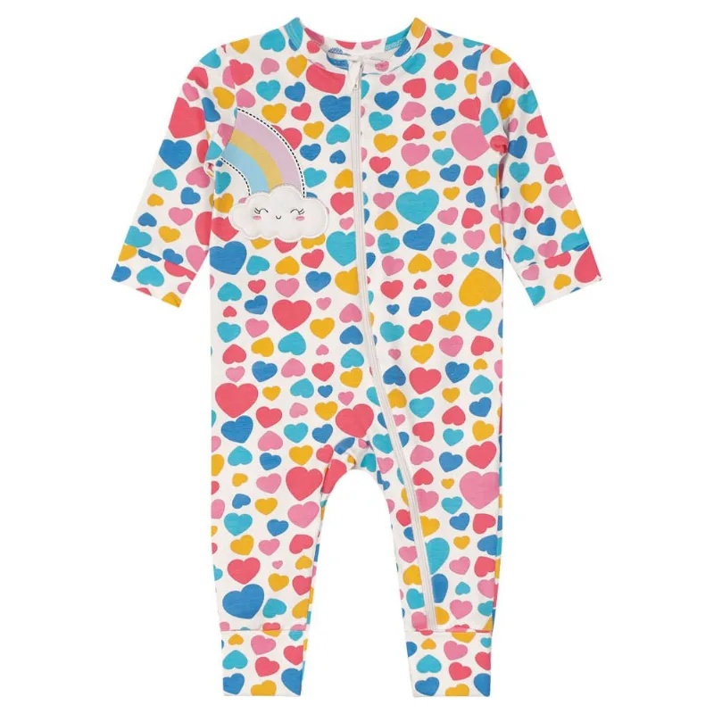 Macacão bebê menina arco-íris Brandili Baby Natural P