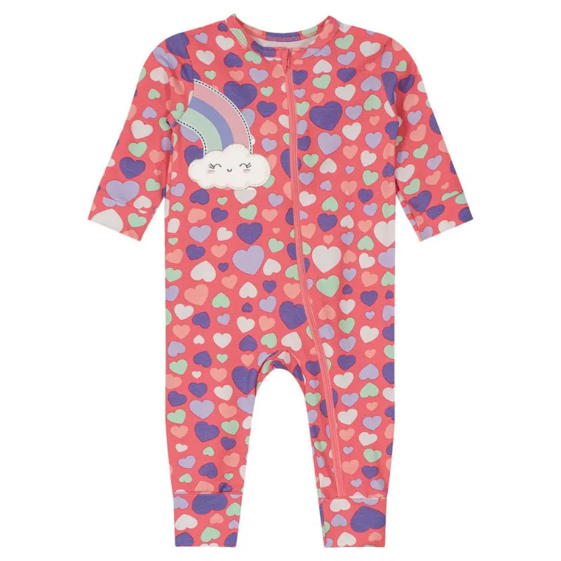 Macacão bebê menina arco-íris Brandili Baby Rosa P