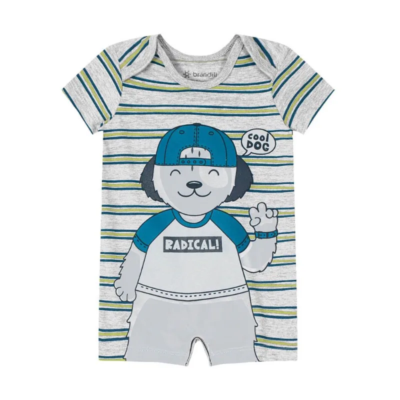 Macaquinho bebê menino cachorrinho Brandili Baby Cinza RN