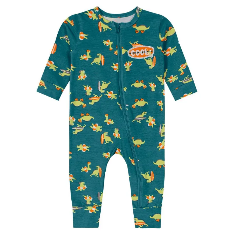 Macacão bebê menino dinossauro Brandili Baby Verde G