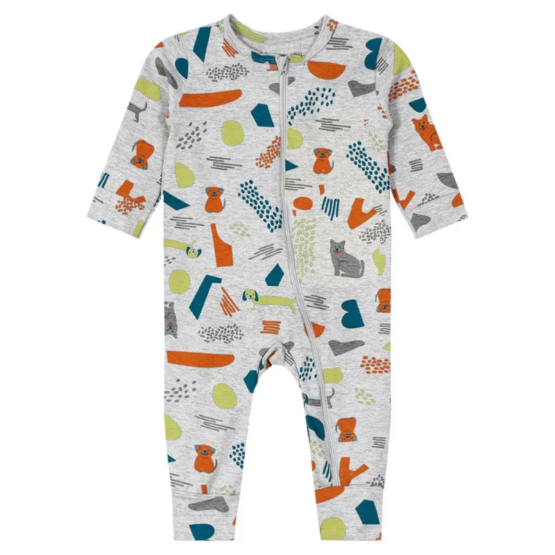 Macacão bebê menino cachorrinho Brandili Baby Cinza GG