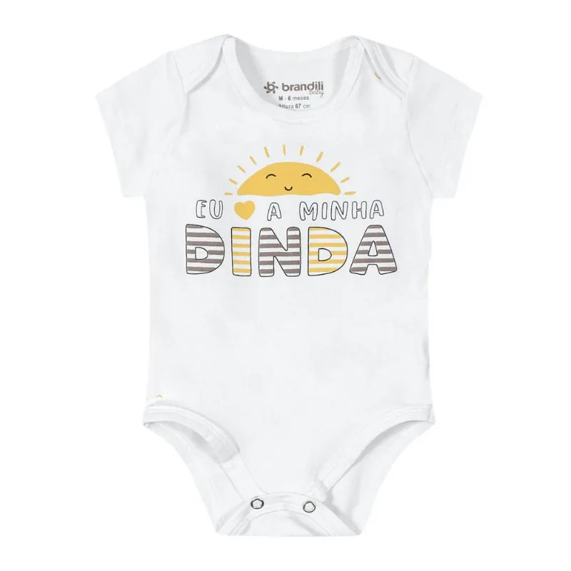 Body bebê unissex frase interativa Brandili Baby Branco RN
