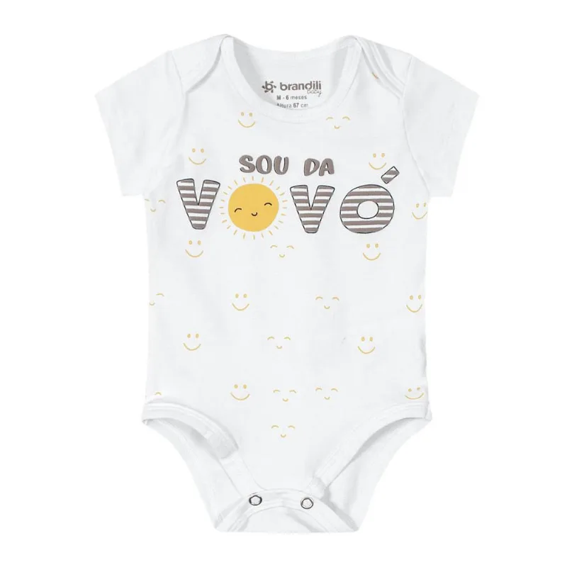 Body bebê unissex frase interativa Brandili Baby Branco P