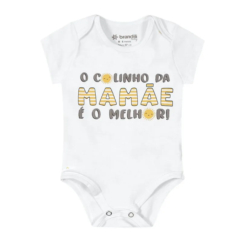 Body bebê unissex frase interativa Brandili Baby Branco RN