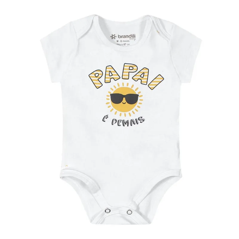 Body bebê unissex frase interativa Brandili Baby Natural GG