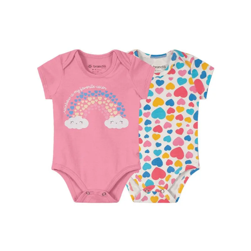 kit de bodies bebê menina arco-íris Brandili Baby Natural P