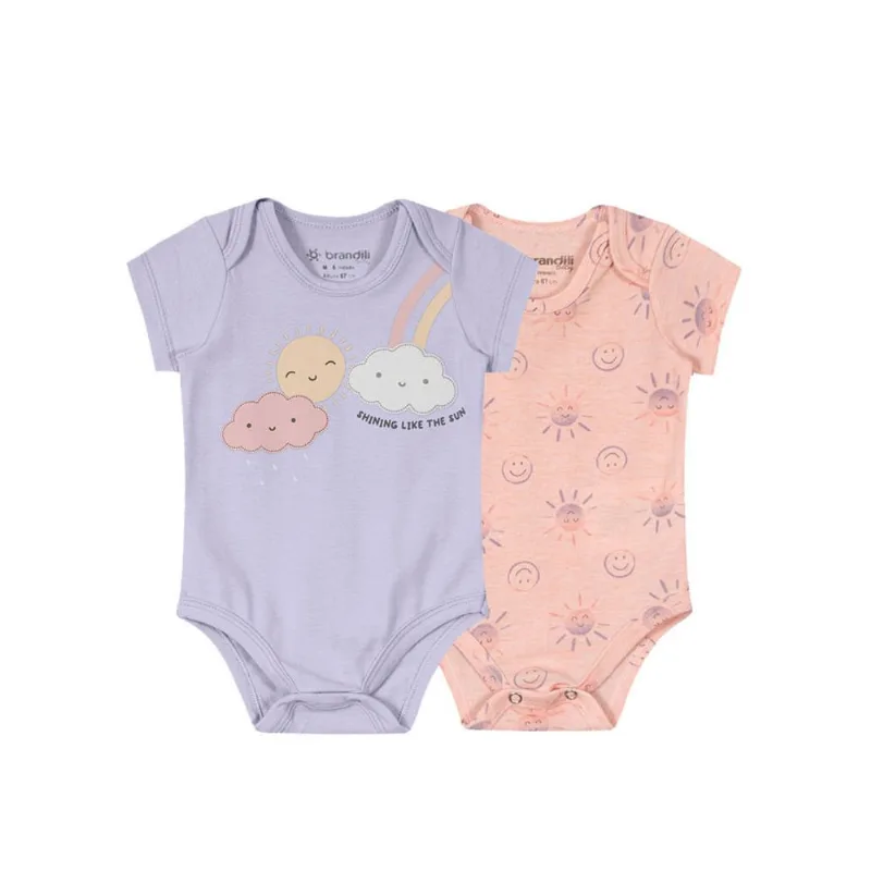 Kit de bodies bebê unissex sol Brandili Baby Rosa RN