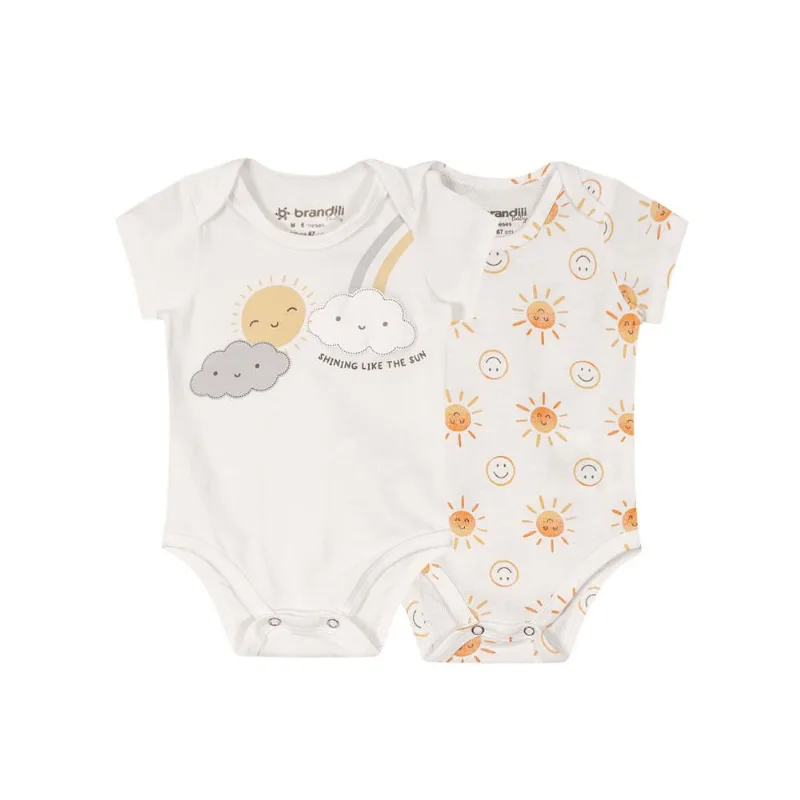 Kit de bodies bebê unissex sol Brandili Baby Natural M