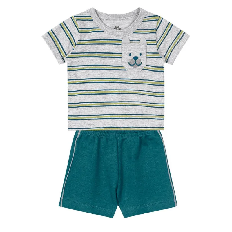 Conjunto bebê menino cachorrinho Brandili Baby Cinza G
