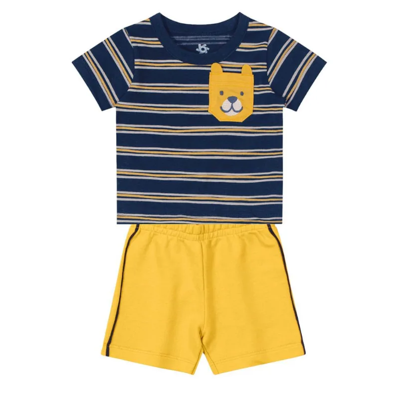 Conjunto bebê menino cachorrinho Brandili Baby Azul P