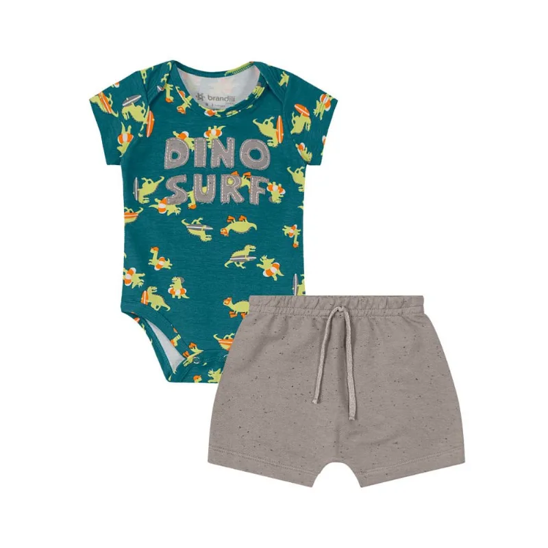 Conjunto bebê menino dinossauro Brandili Baby Verde RN