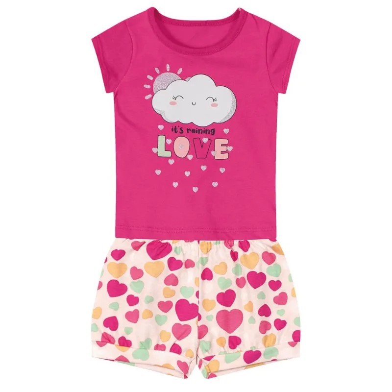Conjunto bebê menina chuva de amor Brandili Baby Rosa P