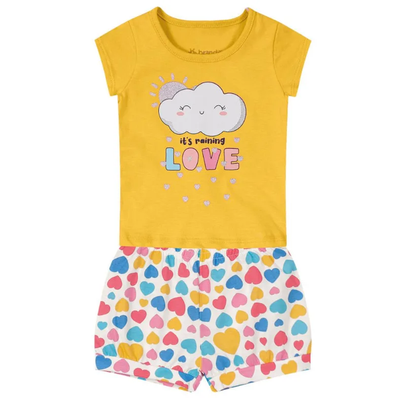 Conjunto bebê menina chuva de amor Brandili Baby Amarelo M