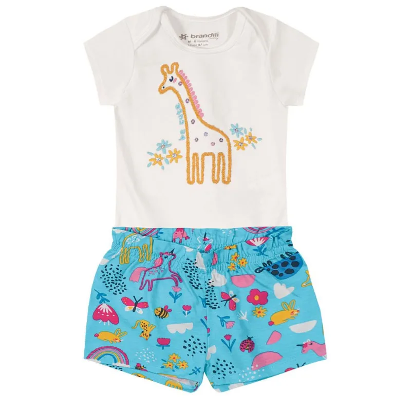 Conjunto bebê menina girafa Brandili Baby Natural G