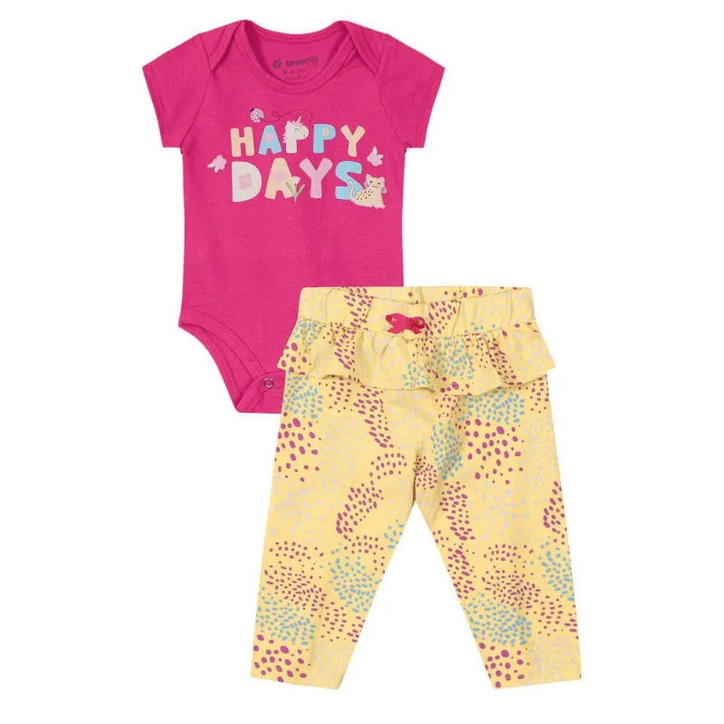 Conjunto bebê menina animais Brandili Baby Rosa G