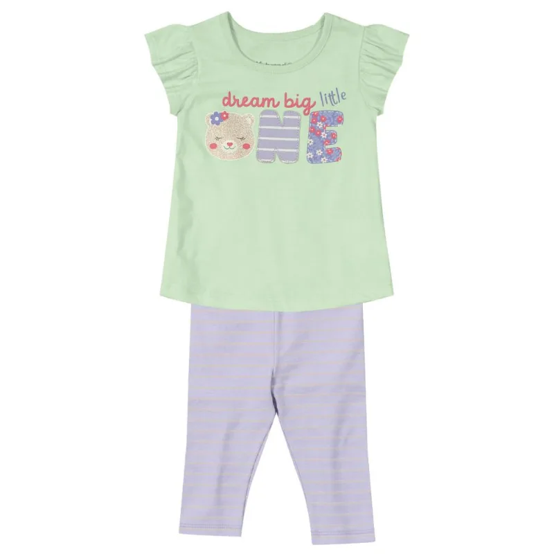 Conjunto bebê menina ursinha Brandili Baby Verde P