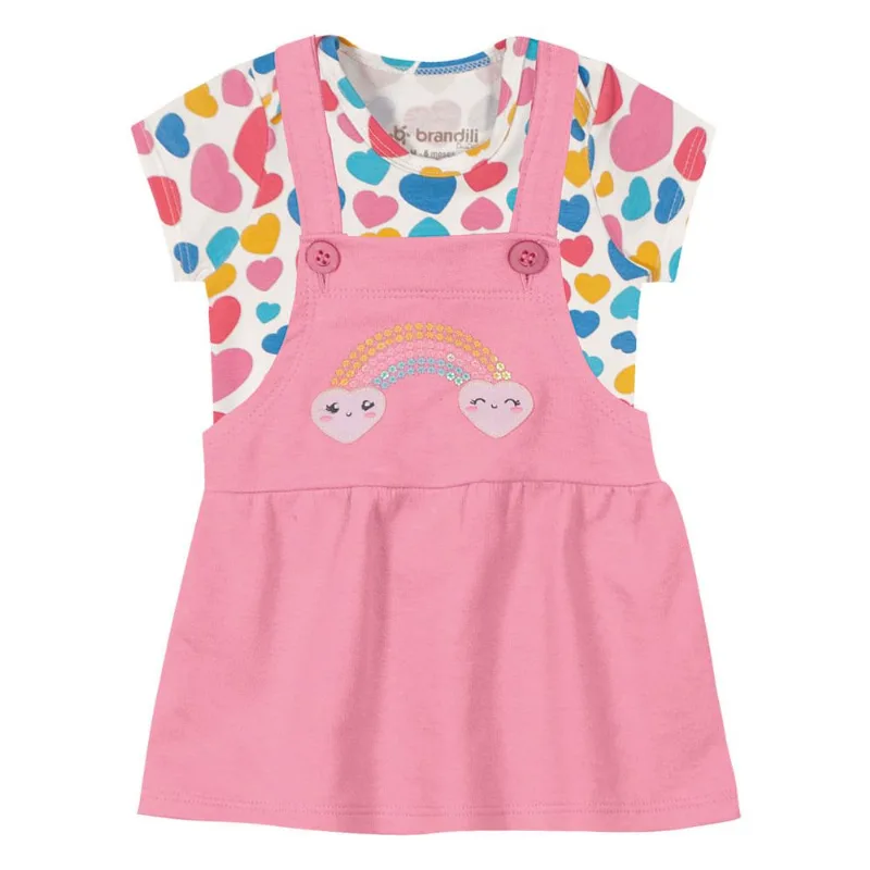 Salopete e body bebê menina arco-íris Brandili Baby G