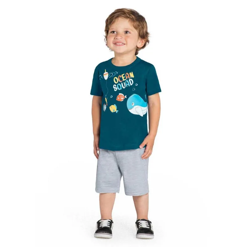 Conjunto infantil menino baleia Brandili Verde M