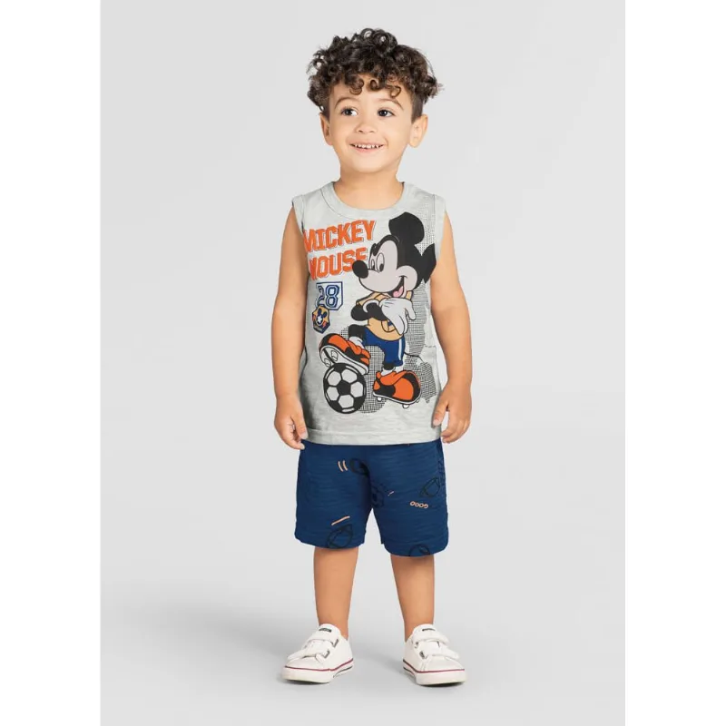 Conjunto infantil menino Mickey Mouse Brandili Cinza 1